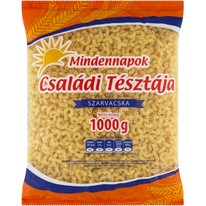 Mindennapok Családi Tésztája szarvacska tojásnélküli száraztészta 1000 g
