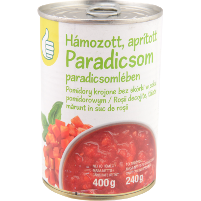 Auchan Tipp Hámozott aprított paradicsom paradicsomlében 400/240 g