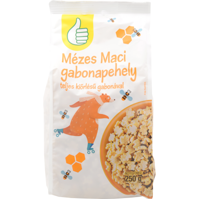 Auchan Tipp mézes maci gabonapehely teljes kiőrlésű gabonával  250 g