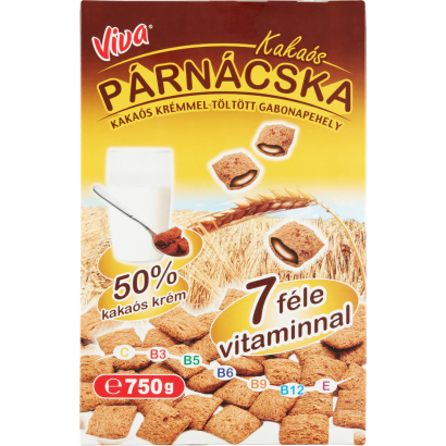 Viva kakaós krémmel töltött gabonapehely párnácska 750 g