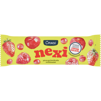 Cornexi nexi piros gyümölcsös müzliszelet  édesítőszerrel, hozzáadott cukor nélkül 25 g