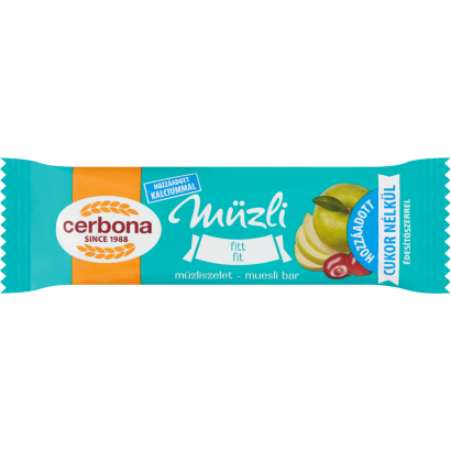 Cerbona Fitt müzliszelet hozzáadott kalciummal, hozzáadott cukor nélkül, édesítőszerrel 20 g