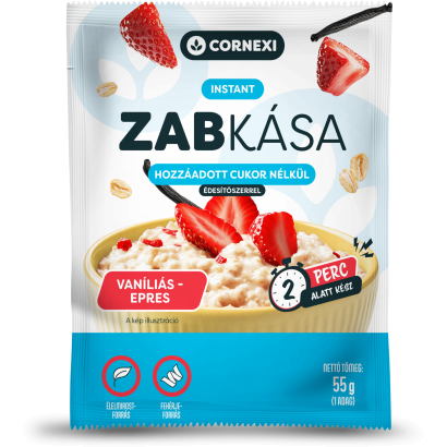 Cornexi vaníliaízű zabkása eper darabokkal hozzáadott cukor nélkül 55 g