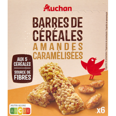 Auchan Kedvenc gabonás szelet, karamellizált mandulával 126 g (6 x 21 g)
