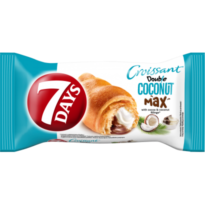 7DAYS Double Coconut Max croissant kakaós töltelékkel és kókuszos töltelékkel 80 g