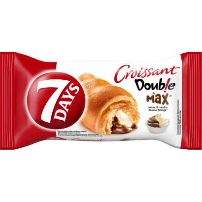 7DAYS Double Max croissant kakaós töltelékkel és vanília ízű töltelékkel 80 g