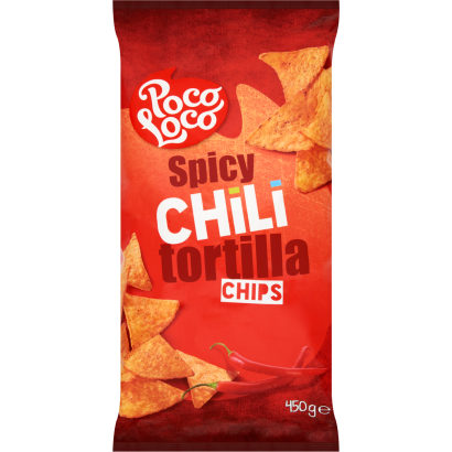 Poco Loco Tortilla chilli ízesítésű kukoricachips 450 g
