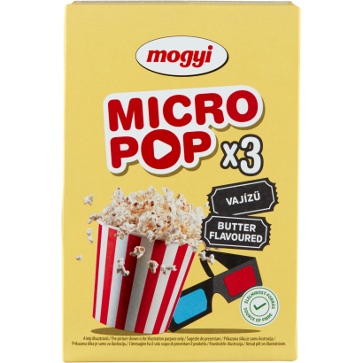 Mogyi Micro Pop mikrohullámú sütőben elkészíthető vajízű pattogatni való kukorica 3 x 100 g (300 g)