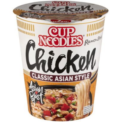Nissin Cup Noodles instant tésztaleves, csirke ízesítéssel ázsiai módra 63 g