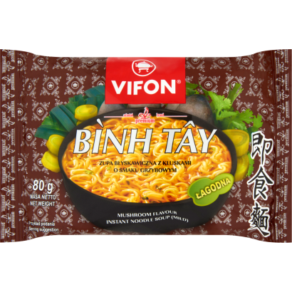 Vifon Binh Tay gombás ízesítésű, enyhe fűszerezésű instant tésztás leves 80 g