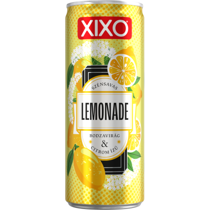 XIXO Lemonade bodzavirág- és citromízű, szénsavas üdítőital cukorral és édesítőszerekkel 250 ml