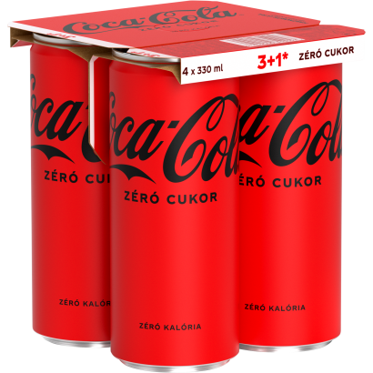 Coca-Cola Zero colaízű energiamentes szénsavas üdítőital édesítőszerekkel 4 x 330 ml