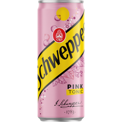 Schweppes Pink Tonic feketeribizli ízű szénsavas üdítőital cukorral és édesítőszerekkel 330 ml