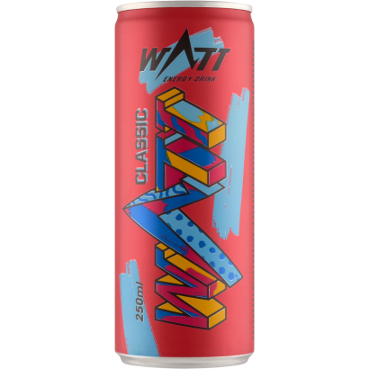 Watt Classic tuttifrutti ízű szénsavas energiaital koffeinnel és vitaminokkal 250 ml