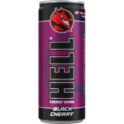 HELL Black Cherry fekete cseresznye- és tuttifruttiízű, koffeintartalmú szénsavas ital 250 ml