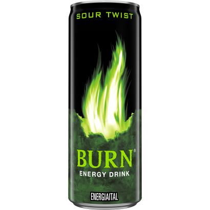 Burn Sour Twist zöld alma ízesítésű szénsavas ital koffeinnel, inozittal, B-vitaminokkal 250 ml