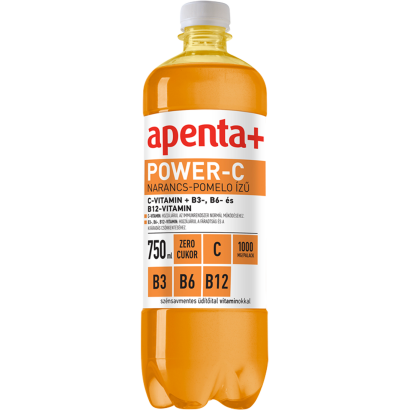 Apenta+ Power-C narancs-pomelo ízű szénsavmentes, energiamentes üdítőital édesítőszerekkel 750 ml