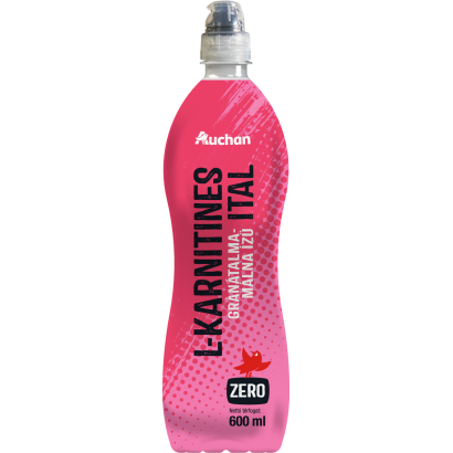 Auchan Kedvenc gránátalma - málna ízű L-karnitines ZERO ital 600 ml