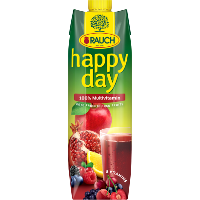 Rauch Happy Day 100% piros multivitamin vegyes gyümölcslé részben sűrítményből, 8 vitaminnal 1 l