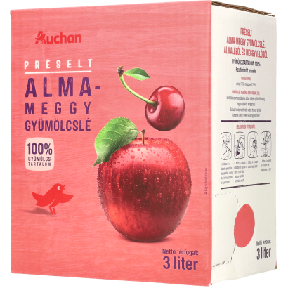 Auchan Kedvenc préselt alma-meggy gyümölcslé 100% 3 l