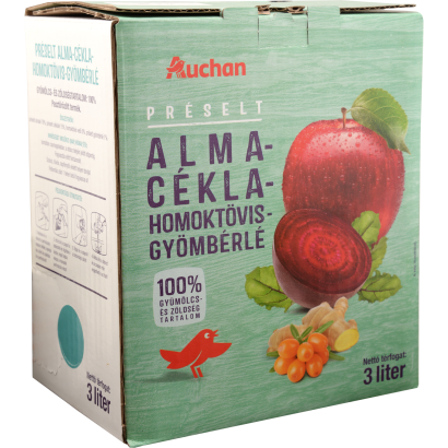 Auchan Kedvenc alma-cékla-homoktövis-gyömbér gyümölcs- és zöldséglé 100% 3 l