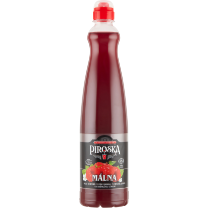 Piroska málna ízű gyümölcsszörp feketerépalével színezve, cukorral és édesítőszerekkel 0,7 l