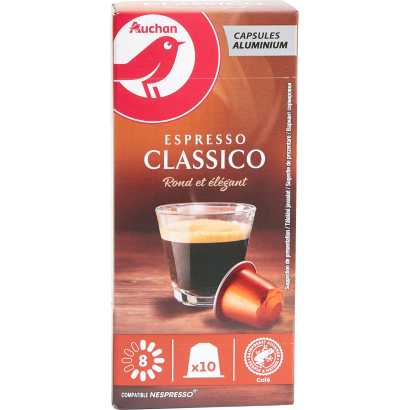 Auchan Kedvenc Espresso Classico kávékapszula 8 intenzitású 10 x 5,2 g
