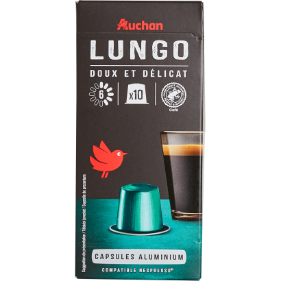 Auchan Kedvenc Lungo kávékapszula 6 intenzitású 10 x 5,2 g