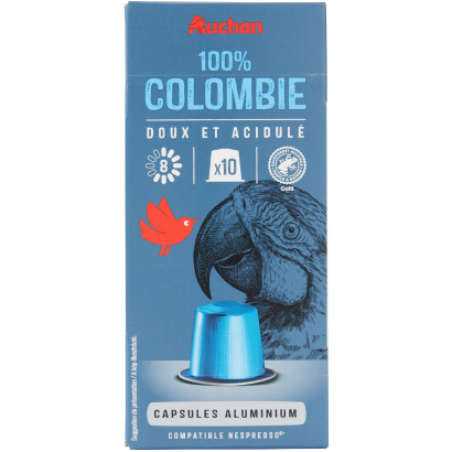 Auchan Collection 100% Columbia kávékapszula 8 intenzitású 10 x 5,2 g