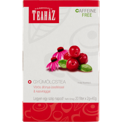 Gárdonyi Teaház gyümölcstea vörös áfonya ízesítéssel & kasvirággal 20 filter 40 g