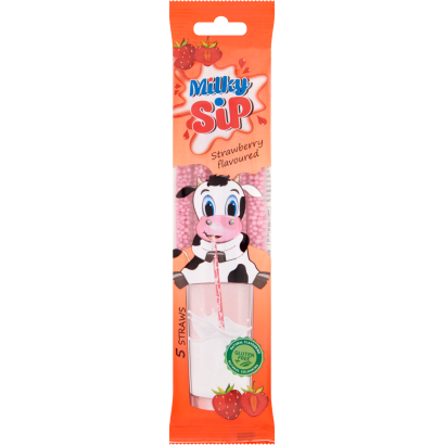 Milky Sip eper ízű, tejben oldódó cukordrazsé szívószálba zárva 5 x 6 g (30 g)