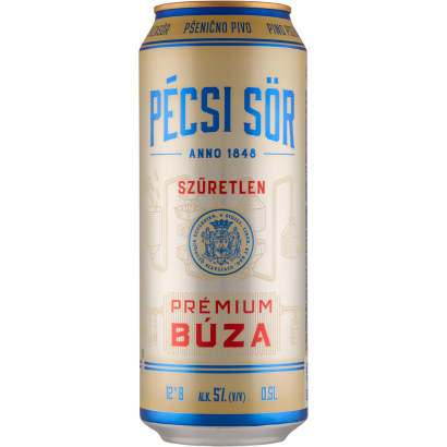 Pécsi Sör Prémium Búza szűretlen minőségi világos búzasör 5% 0,5 l