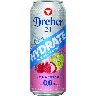 Dreher 24 Hydrate alkoholmentes világos sör és licsi-citrom ízű ital keveréke 0,0% 0,5 l