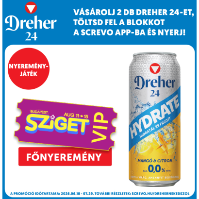 Dreher 24 Hydrate alkoholmentes világos sör és mangó-citrom ízű ital keveréke 0,0% 0,5 l