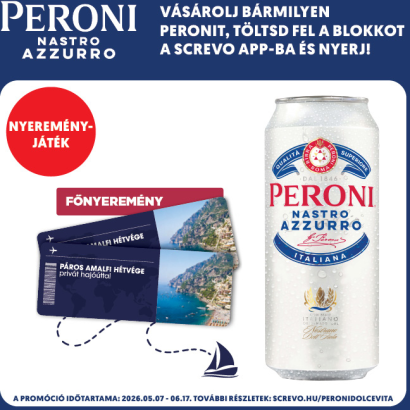 Peroni Nastro Azzurro minőségi világos sör 5% 0,5 l