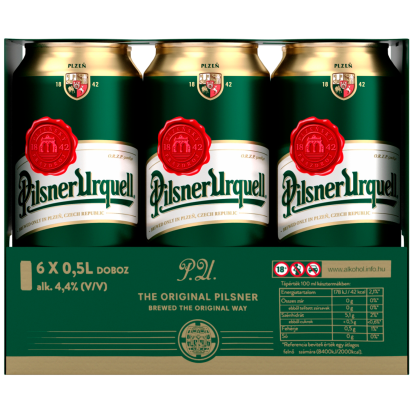 Pilsner Urquell Multipack minőségi világos sör 4,4% 6 x 0,5 l