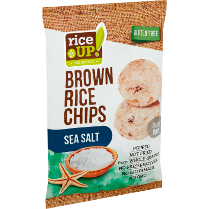 RiceUp! Eat Smart teljes kiőrlésű barna rizs chips tengeri sóval 60 g
