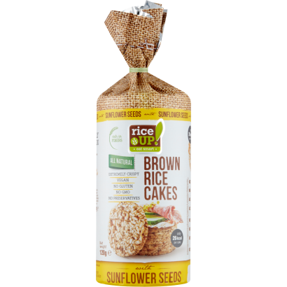 RiceUp! Eat Smart puffasztott teljes kiőrlésű barna rizs szelet napraforgómaggal 120 g