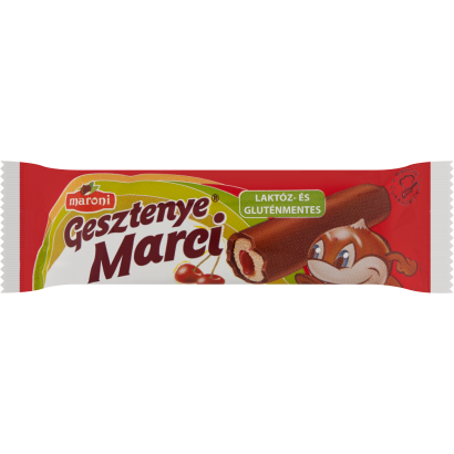 Maroni Gesztenye Marci házi meggydzsemmel töltött gesztenyerúd kakaós bevonómasszával mártva 30 g