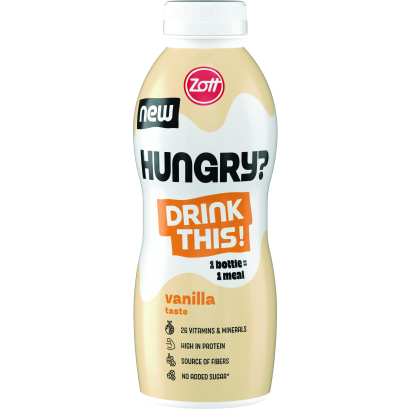 Zott Hungry? vanília ízű ital, hozzáadott vitaminokkal ásványi anyagokkal, édesítőszerekkel 500 ml