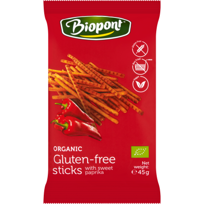 Biopont bio gluténmentes paprikás sóspálcika 45 g