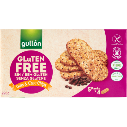 Gullón gluténmentes keksz csokoládé darabokkal 5 x 44 g (220 g)