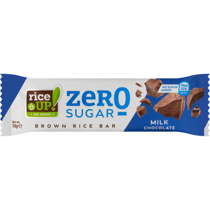 RiceUp! puffasztott teljes kiőrlésű barna rizsszelet tejcsokoládéval hozzáadott cukor nélkül 18 g