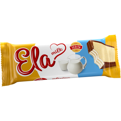 Sedita Ela szélein kakaós bevonómassza mártott, tejes krémmel töltött ostya fruktózzal 40 g