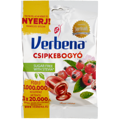 Verbena töltött keménycukorka édesítőszerekkel csipkebogyó kivonattal és C vitaminnal 60 g