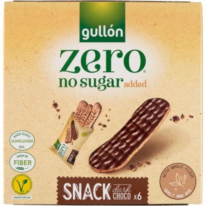 Gullón Zero teljes kiőrlésű szelet étcsokoládé bevonattal, édesítőszerrel 6 x 25 g (150 g)