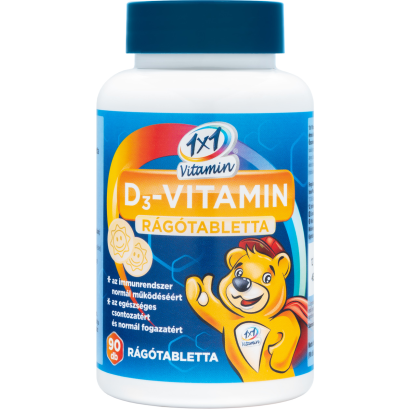1x1 Vitamin D3-vitamin 400 NE narancs ízű étrend-kiegészítő rágótabletta 90 x 850 mg (76,5 g)