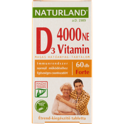 Naturland D3-vitamin 4000 NE forte étrend-kiegészítő tabletta 60 db 11,01 g
