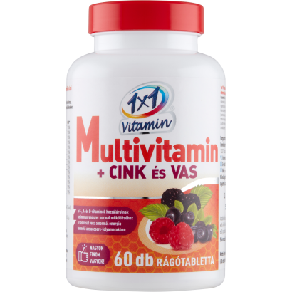 1x1 Vitamin Multivitamin +cink & vas erdei gyümölcsös étrend-kiegészítő tabletta 60 db 60 g