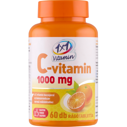 1x1 Vitamin C-vitamin 1000 mg narancsízű étrend-kiegészítő rágótabletta 60 x 1800 mg (108 g)